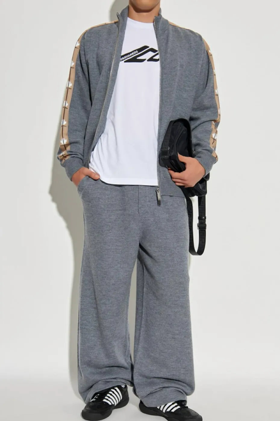 Dsquared2 SZARY Wełniany kardigan