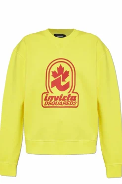 Dsquared2 ŻÓŁTY Bluza z nadrukiem