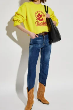 Dsquared2 ŻÓŁTY Bluza z nadrukiem