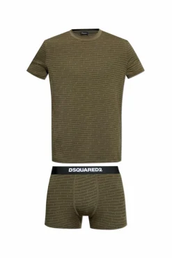 Dsquared2 ZIELONY Komplet bieliźniany: t-shirt i slipy