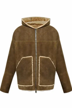 Dsquared2 ZIELONY Kożuch z jagnięcej skóry