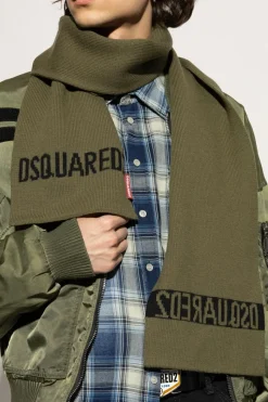 Dsquared2 ZIELONY Szal z logo