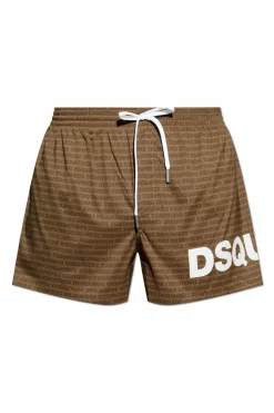 Dsquared2 ZIELONY Szorty kąpielowe z monogramem