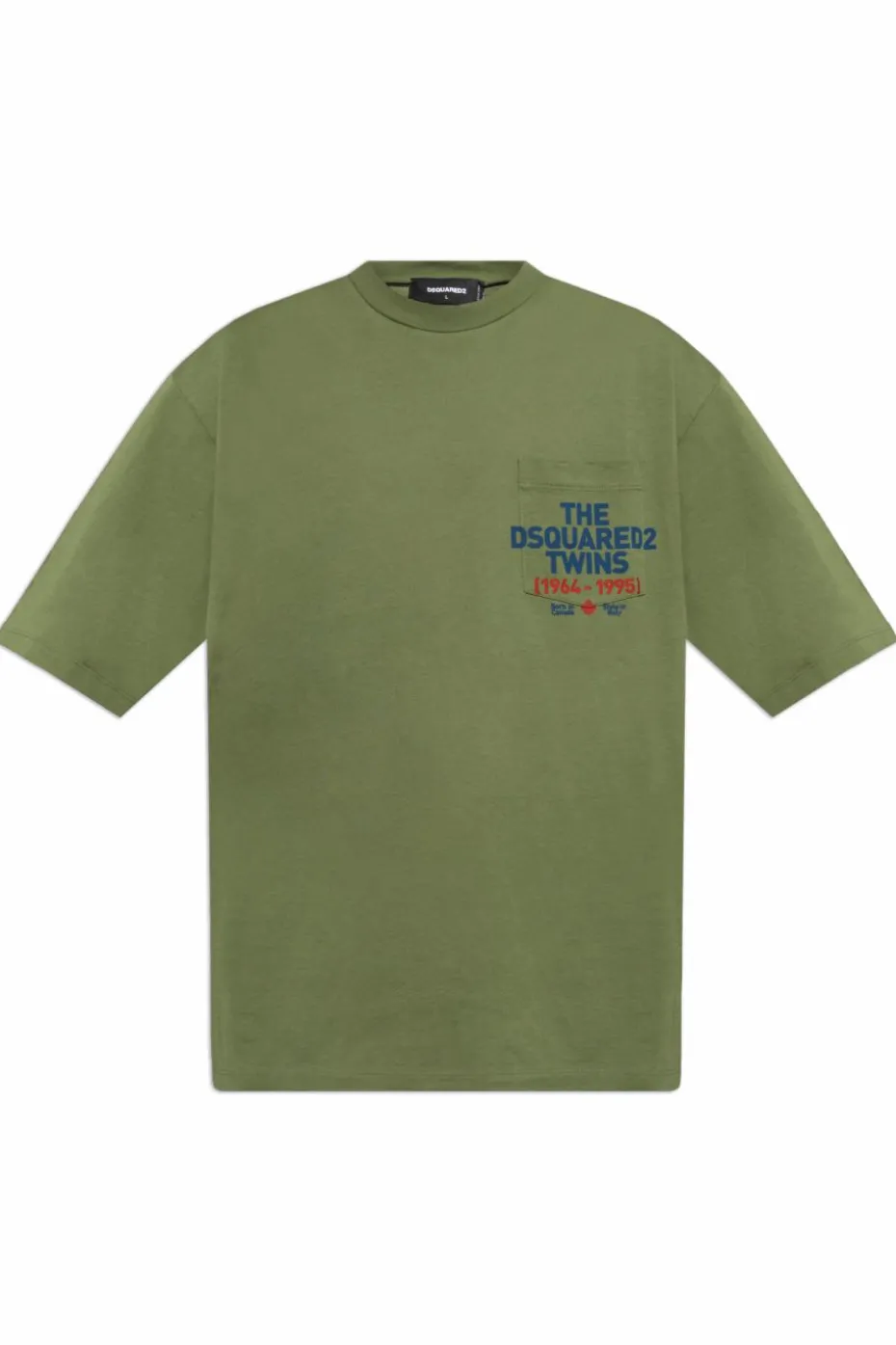 Dsquared2 ZIELONY T-shirt z kieszenią