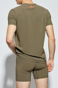 Dsquared2 ZIELONY T-shirt z bieliźniany z okrągłym dekoltem
