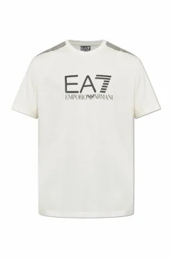 EA7 Emporio Armani BIAŁY T-shirt z logo