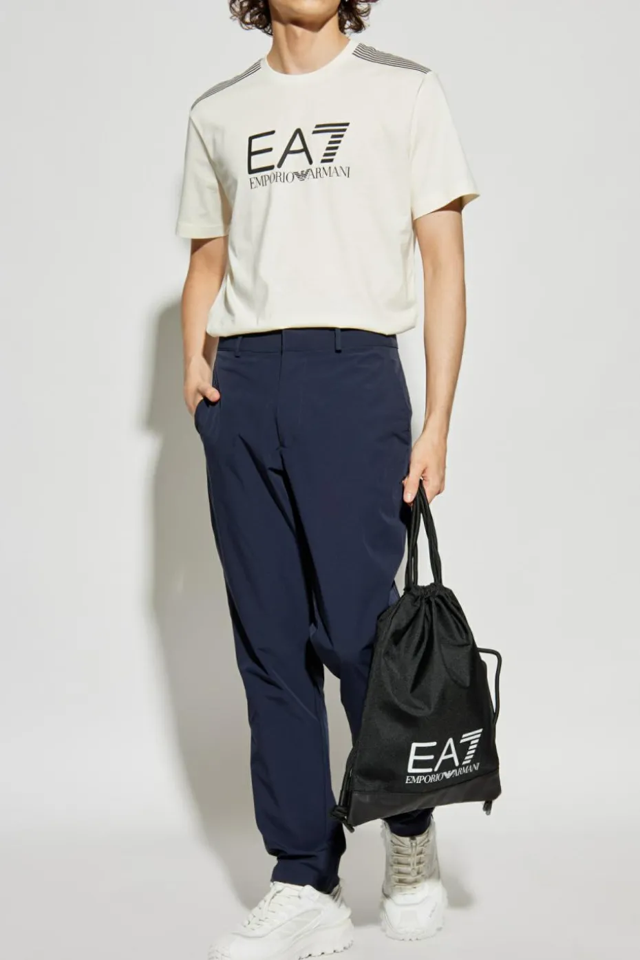 EA7 Emporio Armani BIAŁY T-shirt z logo