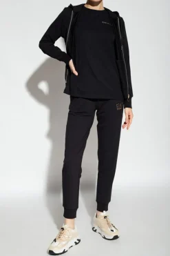 EA7 Emporio Armani CZARNY Komplet: bluza i spodnie dresowe