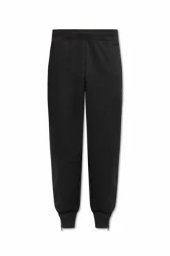 EA7 Emporio Armani CZARNY Spodnie z naszywką z logo