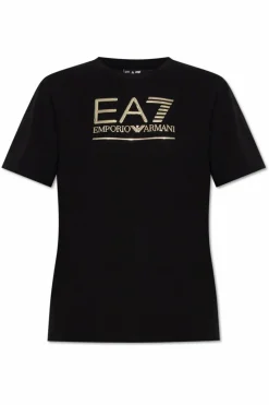 EA7 Emporio Armani CZARNY T-shirt z kolekcji `Sustainability`