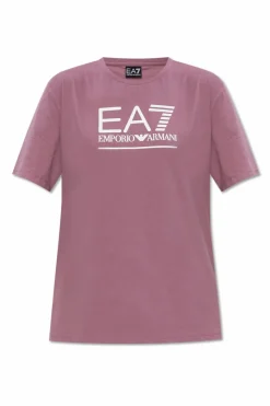 EA7 Emporio Armani FIOLETOWY T-shirt z kolekcji `Sustainability`