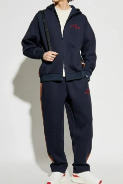 EA7 Emporio Armani GRANATOWY Spodnie dresowe z kolekcji `Sustainability`