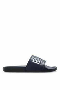 EA7 Emporio Armani GRANATOWY Klapki z logo