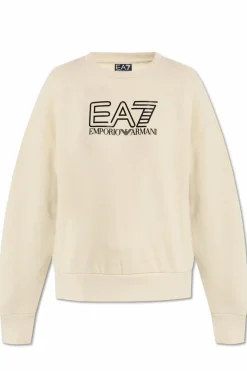 EA7 Emporio Armani kremowy Bluza z nadrukowanym logo
