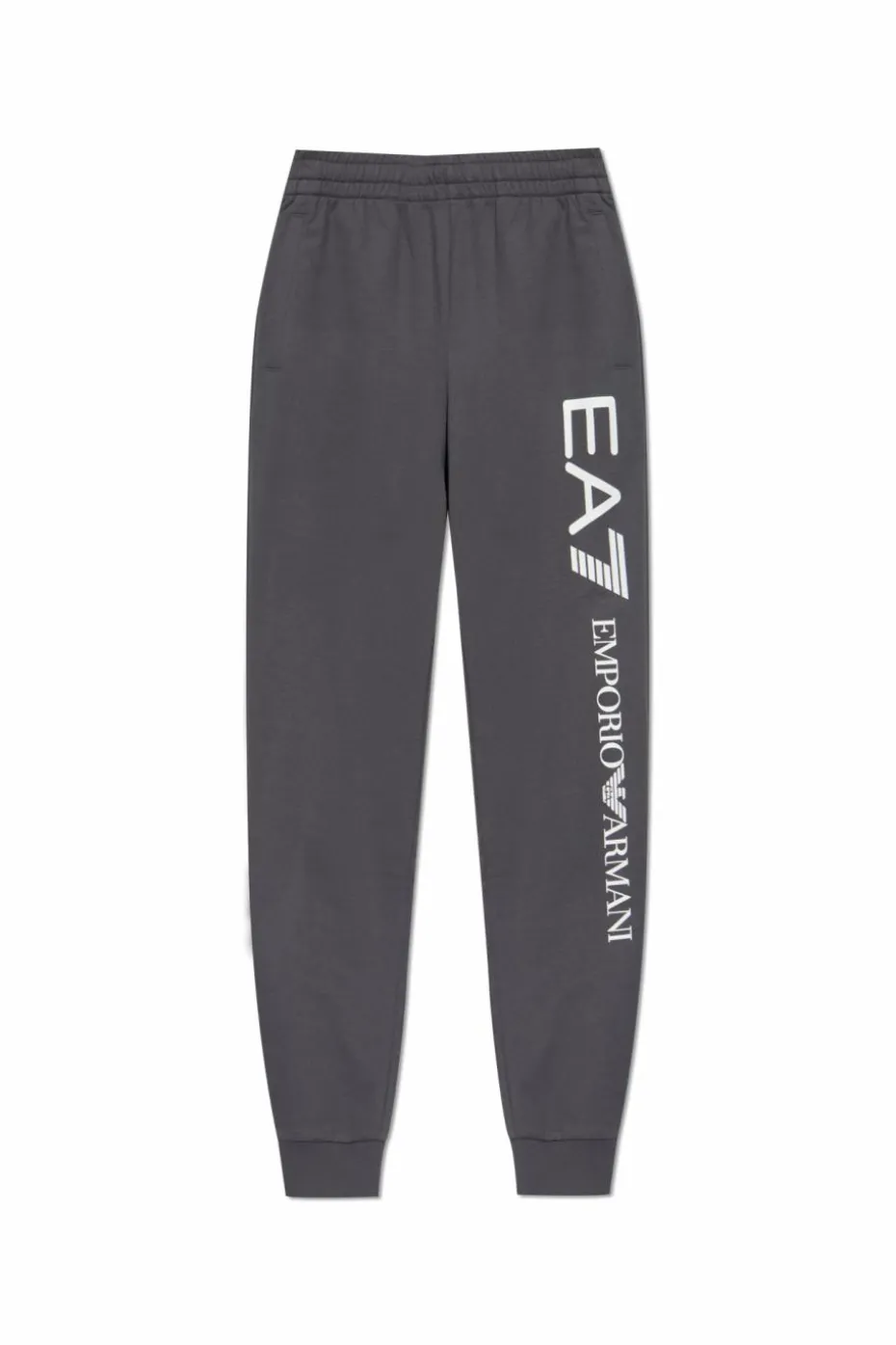 EA7 Emporio Armani SZARY Spodnie dresowe z nadrukowanym logo