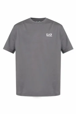EA7 Emporio Armani SZARY T-shirt z nadrukowanym logo