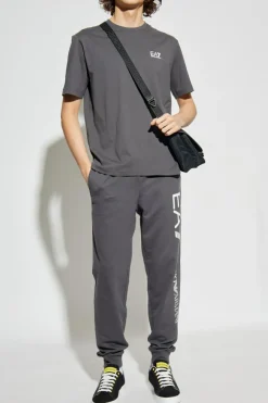 EA7 Emporio Armani SZARY T-shirt z nadrukowanym logo