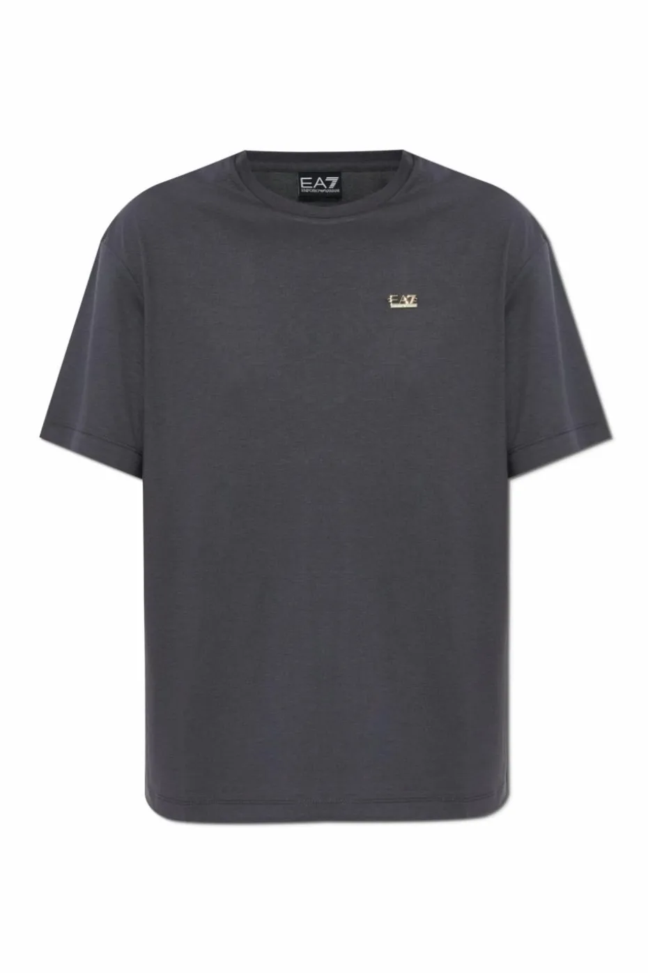 EA7 Emporio Armani SZARY T-shirt z aplikacją w kształcie logo