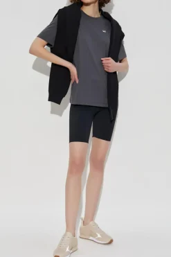 EA7 Emporio Armani SZARY T-shirt z aplikacją w kształcie logo