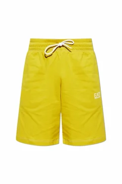EA7 Emporio Armani ŻÓŁTY Szorty z nadrukowanym logo