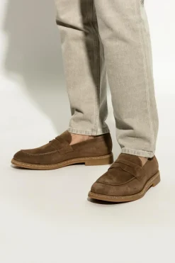 Eleventy BRĄZOWY Zamszowe buty typu `loafers`