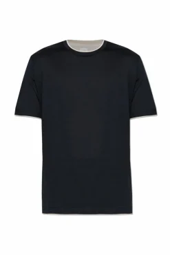 Eleventy CZARNY T-shirt z okrągłym dekoltem