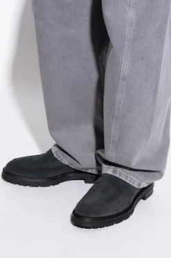Eleventy GRANATOWY Zamszowe buty typu `loafers`