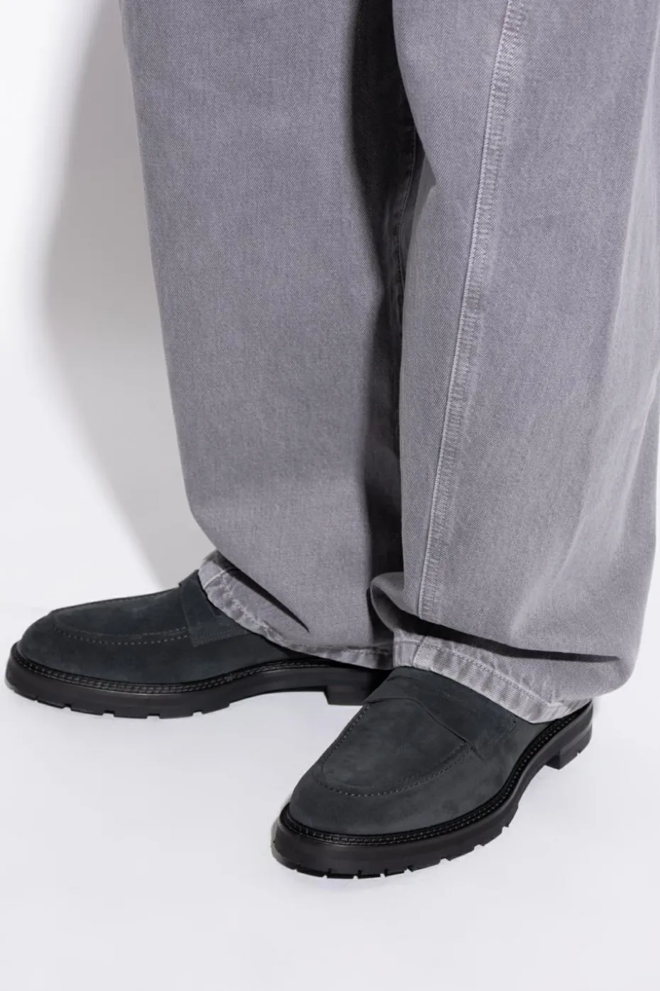 Eleventy GRANATOWY Zamszowe buty typu `loafers`