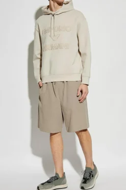 Emporio Armani beżowy Bluza z kapturem