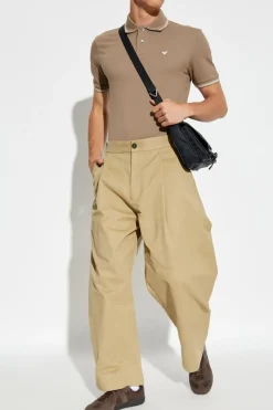 Emporio Armani beżowy Polo z wyszytym logo