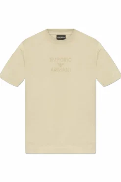 Emporio Armani beżowy T-shirt z logo