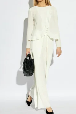 Emporio Armani BIAŁY Top z falbaną