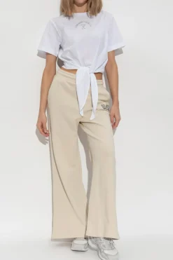 Emporio Armani BIAŁY T-shirt z dekoracyjnym wiązaniem z przodu