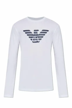 Emporio Armani BIAŁY T-shirt z logo