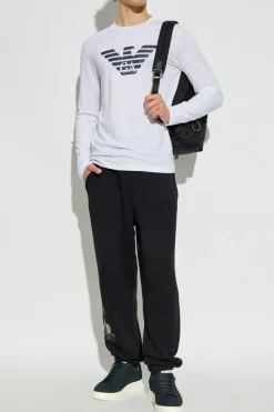 Emporio Armani BIAŁY T-shirt z logo