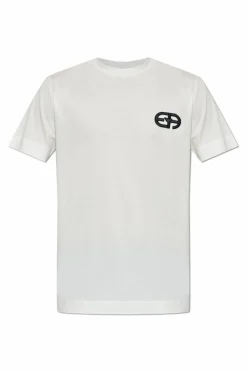 Emporio Armani BIAŁY T-shirt z logo