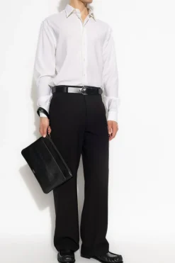 Emporio Armani BIAŁY Wełniana koszula