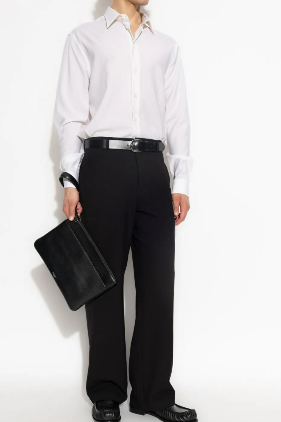 Emporio Armani BIAŁY Wełniana koszula