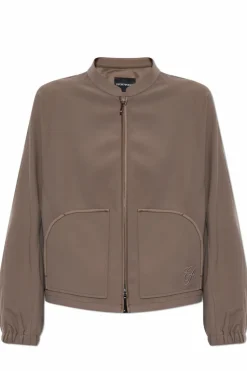Emporio Armani BRĄZOWY Kurtka z wyszytym logo