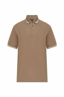 Emporio Armani BRĄZOWY Polo z logo