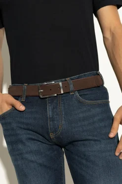 Emporio Armani BRĄZOWY Skórzany pasek