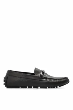 Emporio Armani BRĄZOWY Skórzane mokasyny