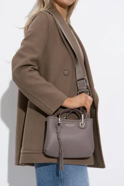 Emporio Armani BRĄZOWY Torba do ręki z nadrukowanym logo