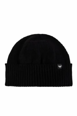 Emporio Armani CZARNY Czapka z naszywką z logo