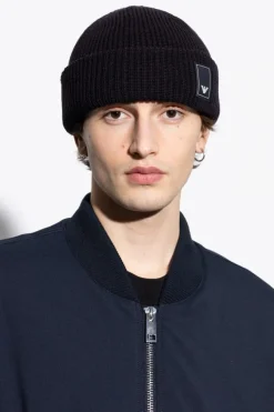 Emporio Armani CZARNY Czapka z naszywką z logo