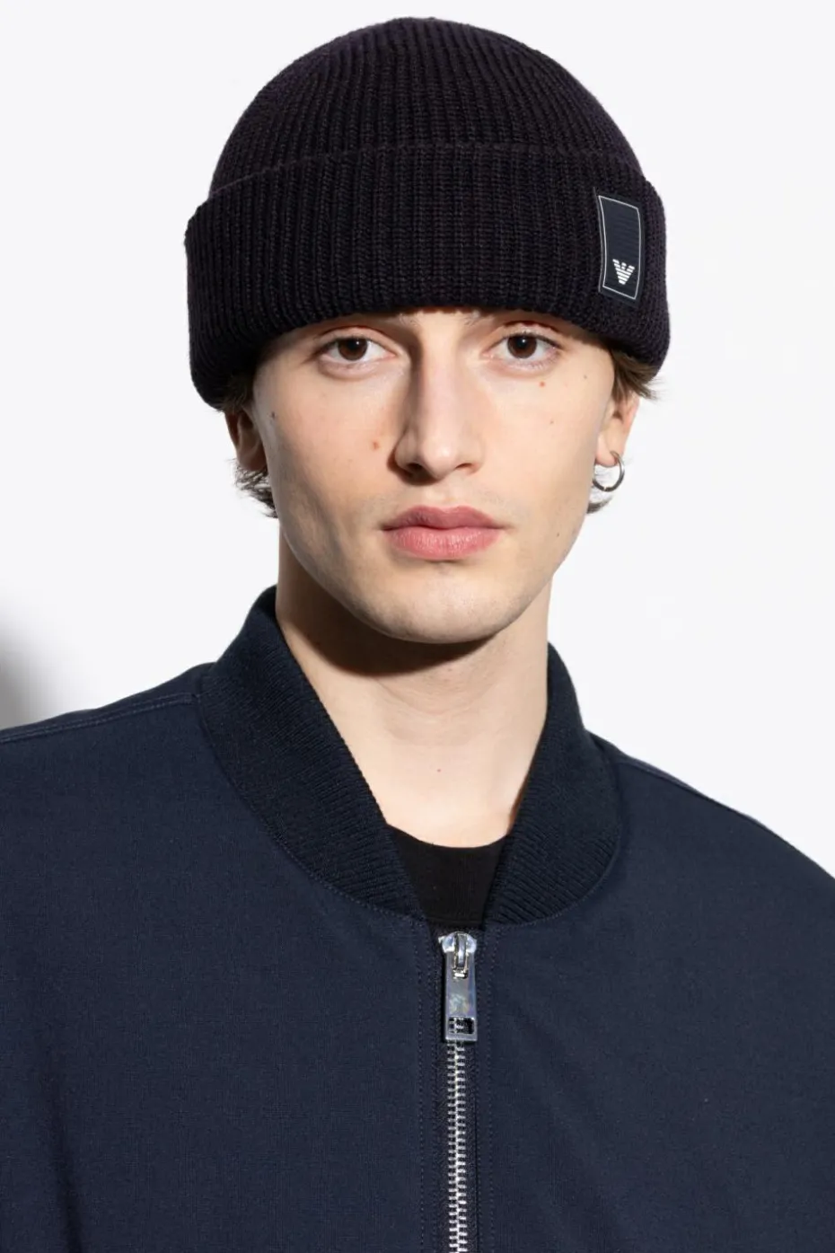 Emporio Armani CZARNY Czapka z naszywką z logo