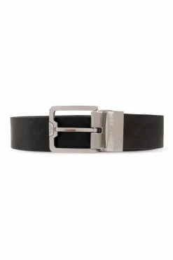 Emporio Armani CZARNY Dwustronny pasek