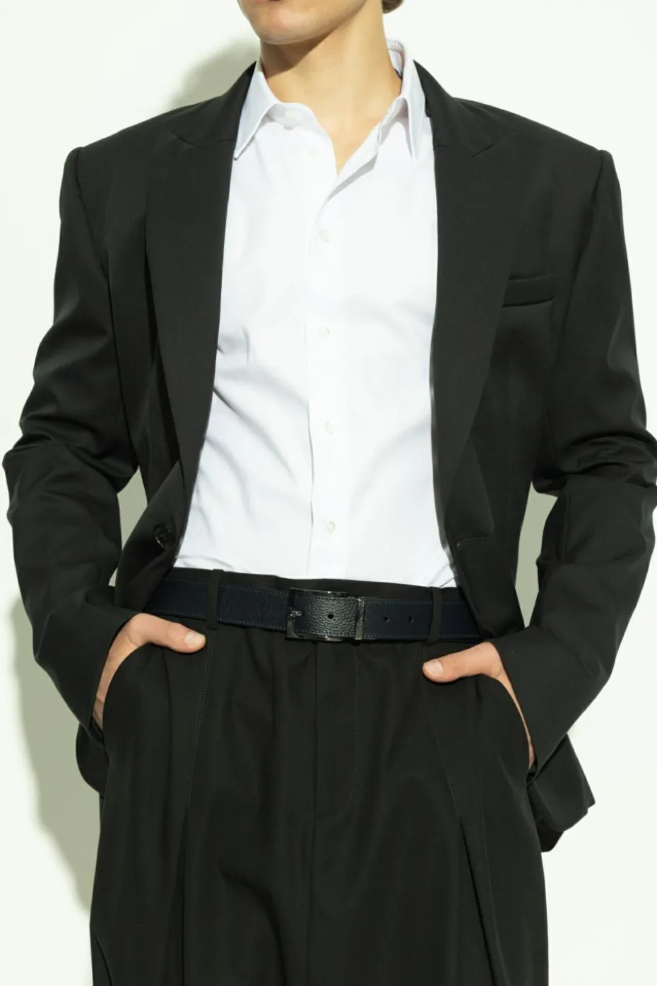 Emporio Armani CZARNY Dwustronny pasek