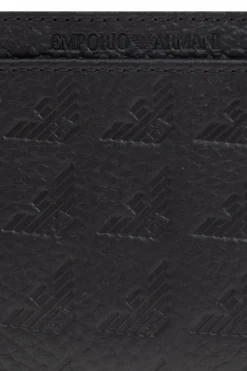 Emporio Armani CZARNY Etui na karty z logo