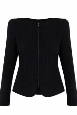 Emporio Armani CZARNY Kardigan ze wzorem w jodełkę